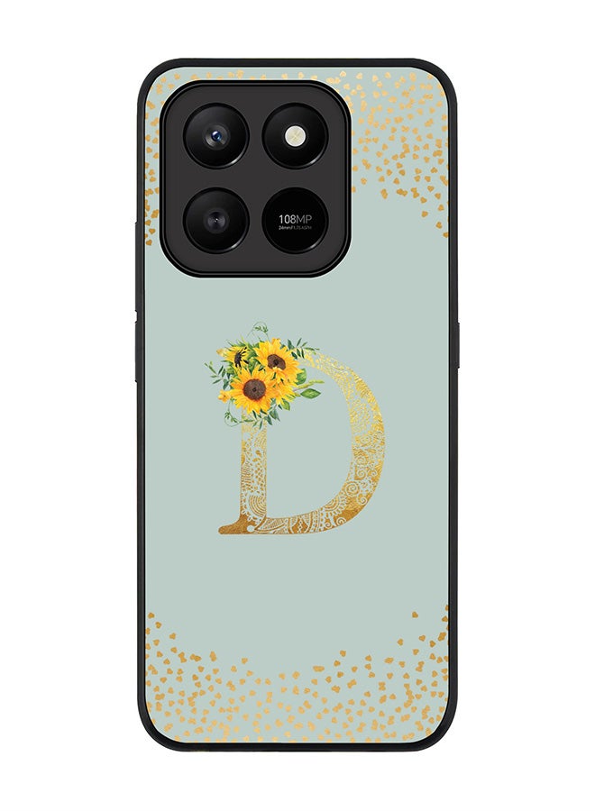 For Honor X7d 4G / X7d 5G / 400 Smart Case,Slim fit Camera Protection, Shockproof Thin Phone cover  - Custom Floral Monogram - D  (Light Grey )